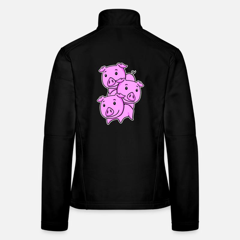 Schweine Schwein Schweinchen - Frauen Softshelljacke - Schwarz