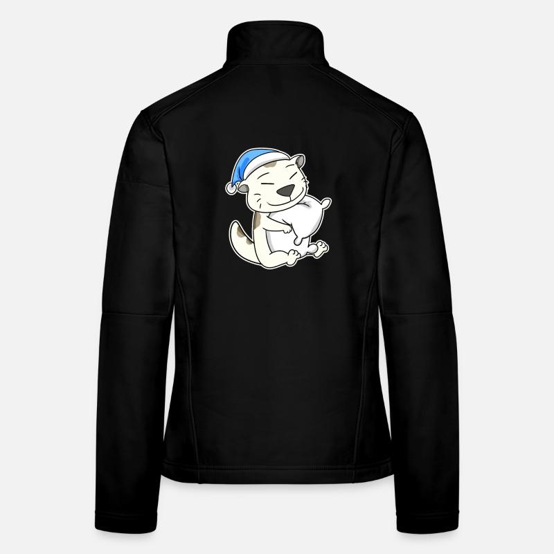 Sleeping Tired - Cat with Pillow and Sleepy Cap Women's Softshell Jacket