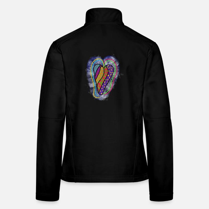 Colorful heart with geometric patterns - Women's Softshell Jacket - black
