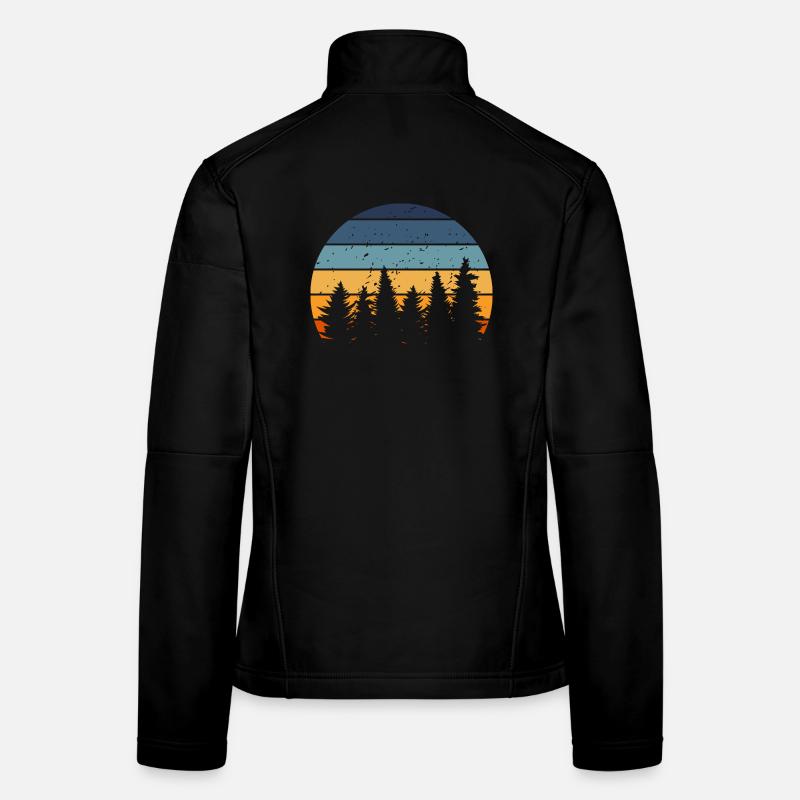Forest Nature Retro Tree Women's Softshell Jacket