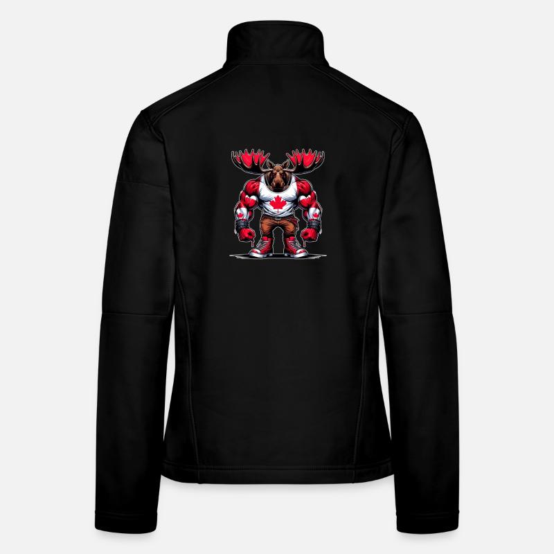 Kanada Elch mit Nationalflagge Frauen Softshelljacke