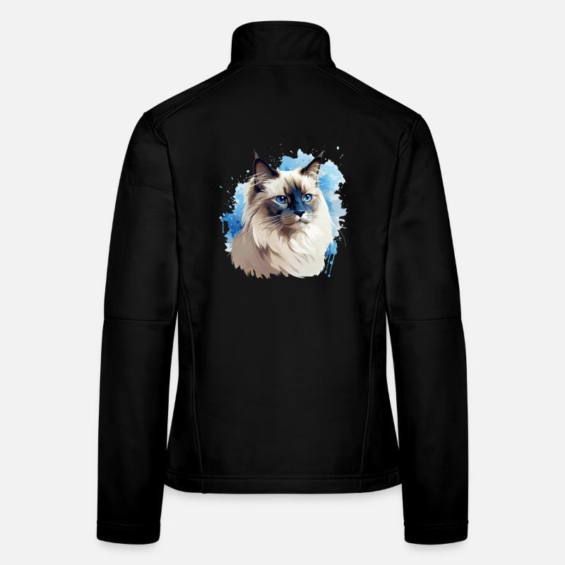 Katze Kopf Heilige Birma - Frauen Softshelljacke - Schwarz