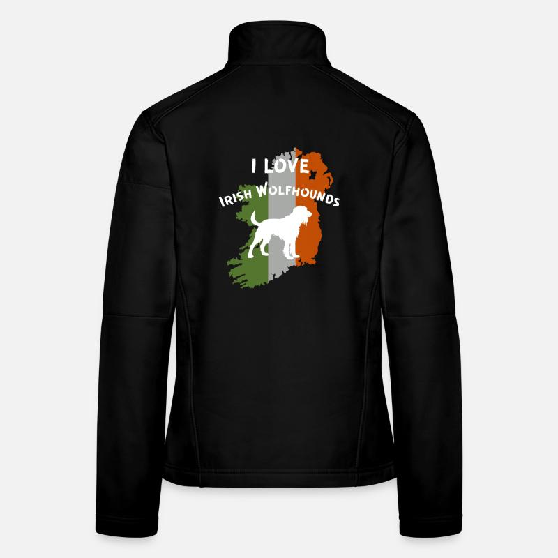 Irish Wolfhound Outline with Flag Motivation Women's Softshell Jacket