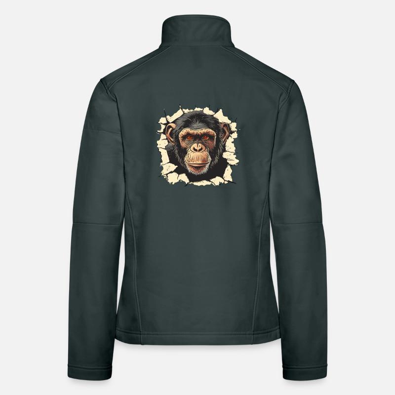 monkey, monkey head, chimpanzee, monkey Women's Softshell Jacket