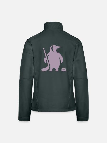 Minimalistische Pinguin Eishockey Silhouette - Frauen Softshelljacke - Schwarz - Hinten