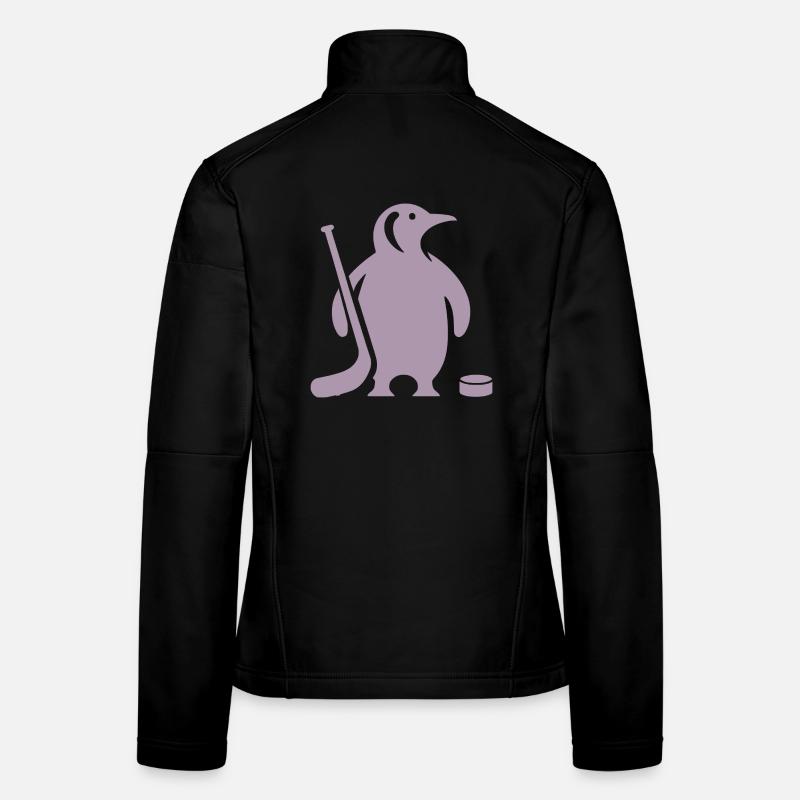 Minimalistische Pinguin Eishockey Silhouette Frauen Softshelljacke