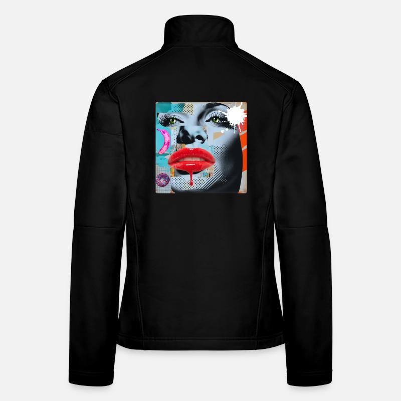 Collage coloré Pop Art Veste en tissu softshell Femme