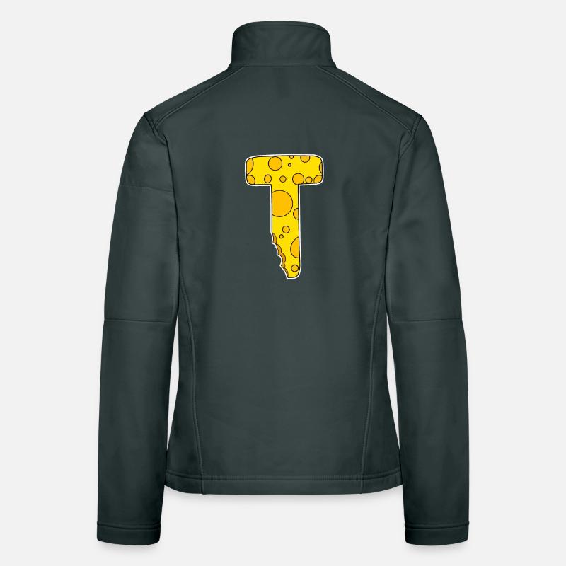 Buchstabe T - Anfangsbuchstabe T - Käse Motiv Frauen Softshelljacke