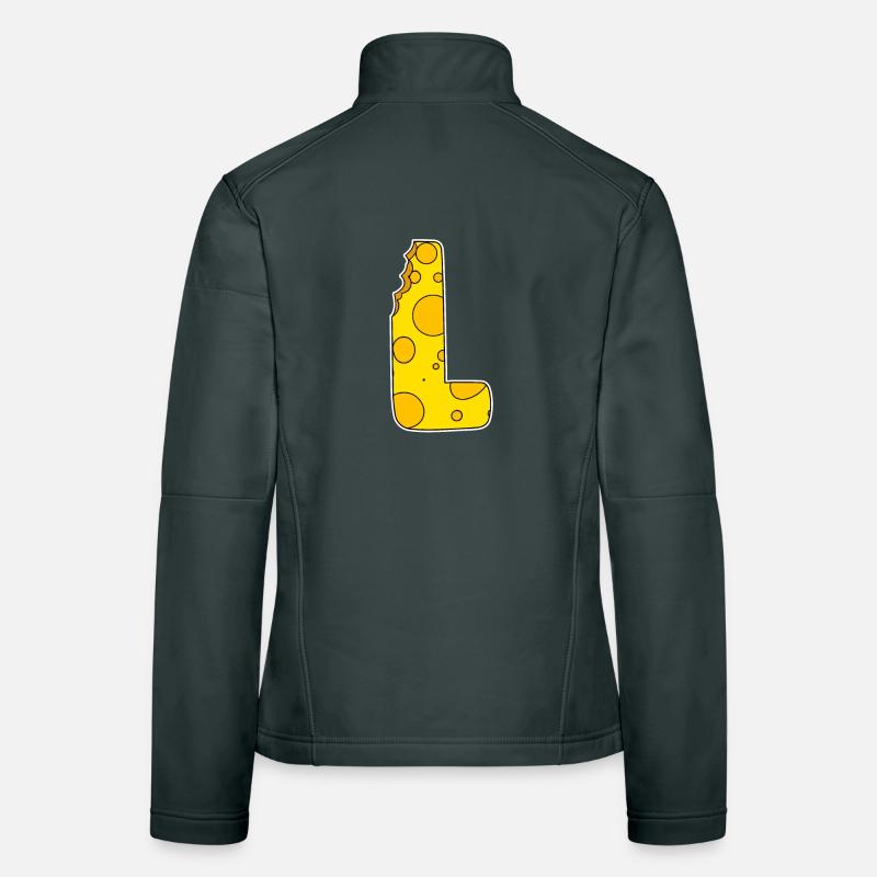 Lettre L - Lettre initiale L - Motif Fromage Veste en tissu softshell Femme