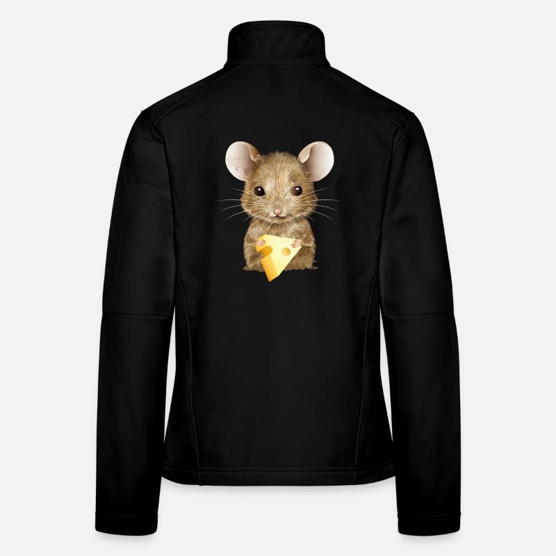 cute mouse enjoys a small piece of cheese Women's Softshell Jacket