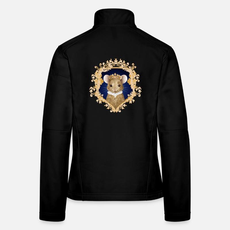 Mouse Portrait with Royal Crown and Ermine Collar Women's Softshell Jacket
