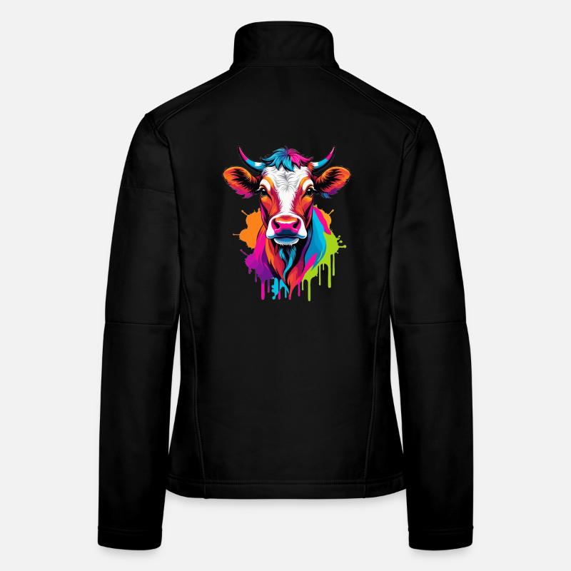 Vache colorée mignonne Veste en tissu softshell Femme