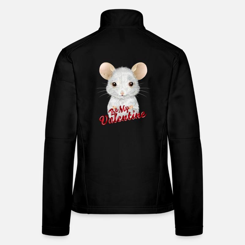 Souris blanche mignonne pour la Saint-Valentin Veste en tissu softshell Femme