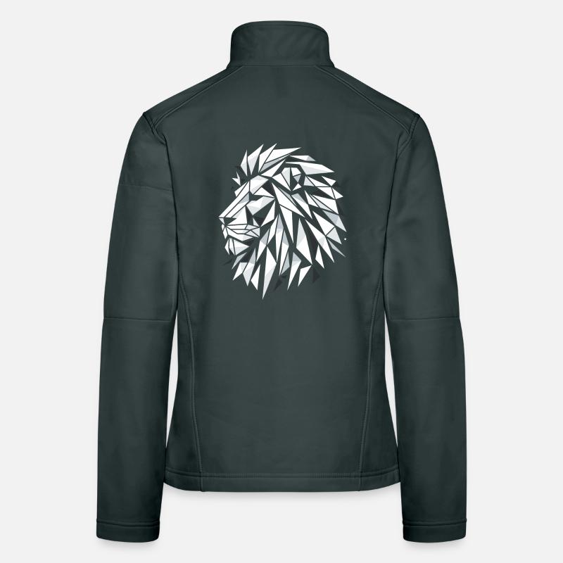 Geometric Triangle Circle Black and White Lion Head Women's Softshell Jacket