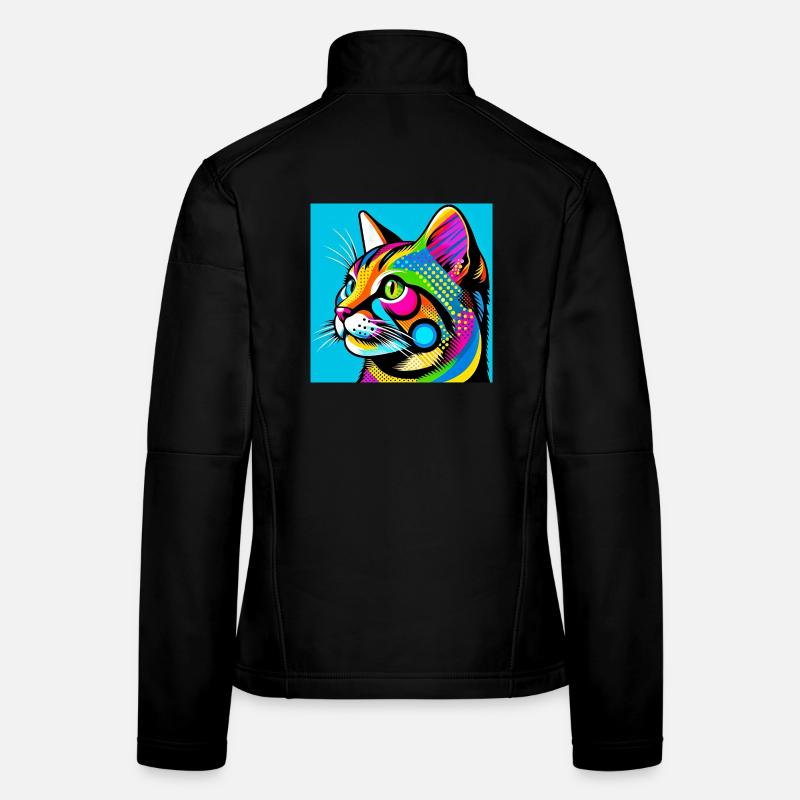 Chat Pop Art Veste en tissu softshell Femme