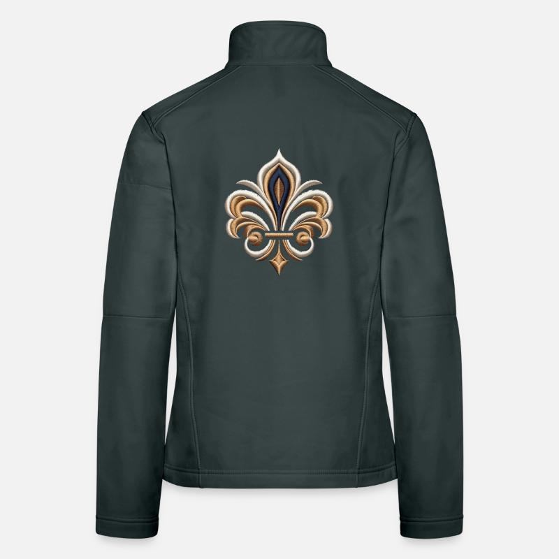 Elegant Fleur-de-Lis Embroidery Women's Softshell Jacket
