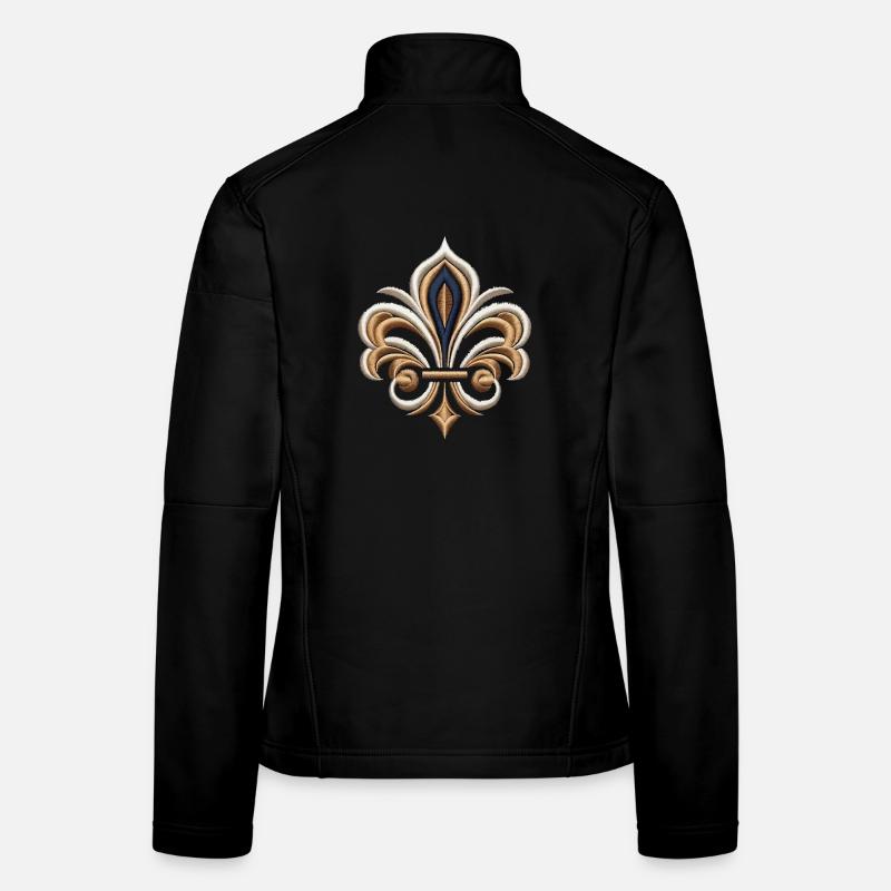 Broderie Élégante Fleur-de-Lys Veste en tissu softshell Femme