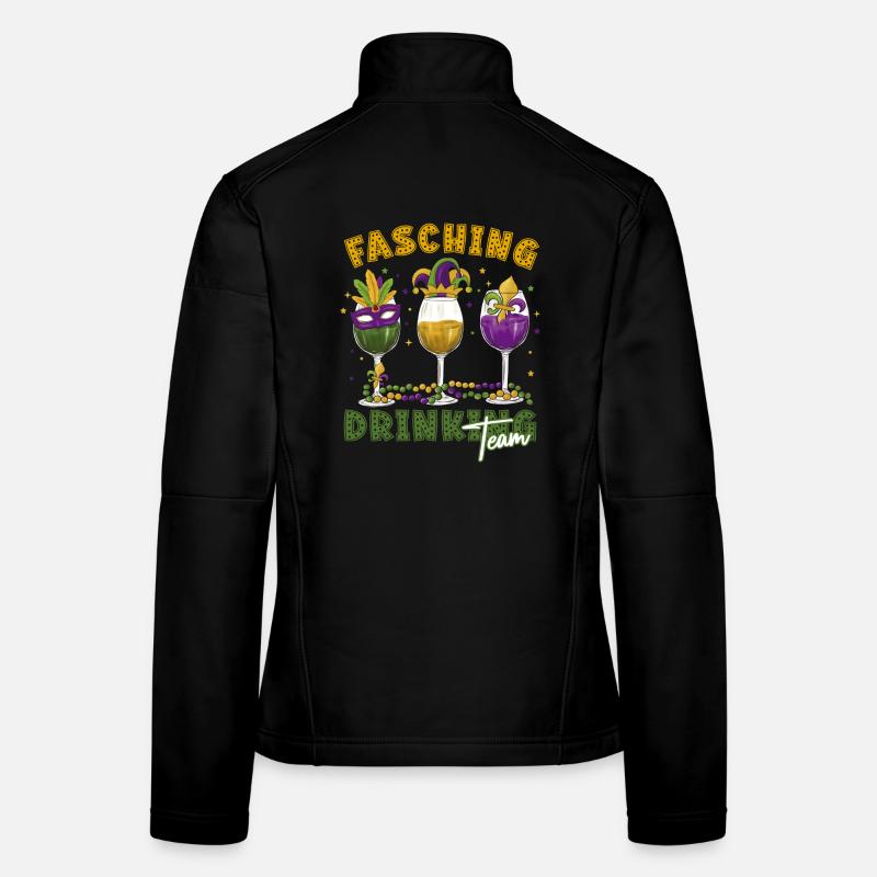 Fasching Karneval Drink Team Masken Gläser Frauen Softshelljacke