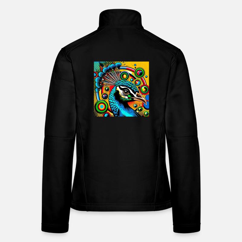 Pfau Pop Art Frauen Softshelljacke