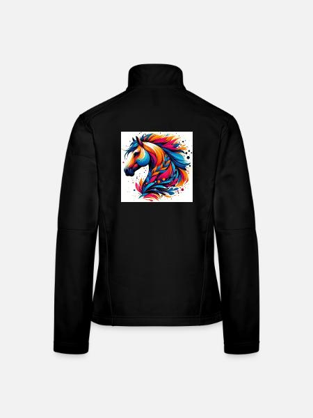 Pferd - Frauen Softshelljacke - Schwarz - Hinten