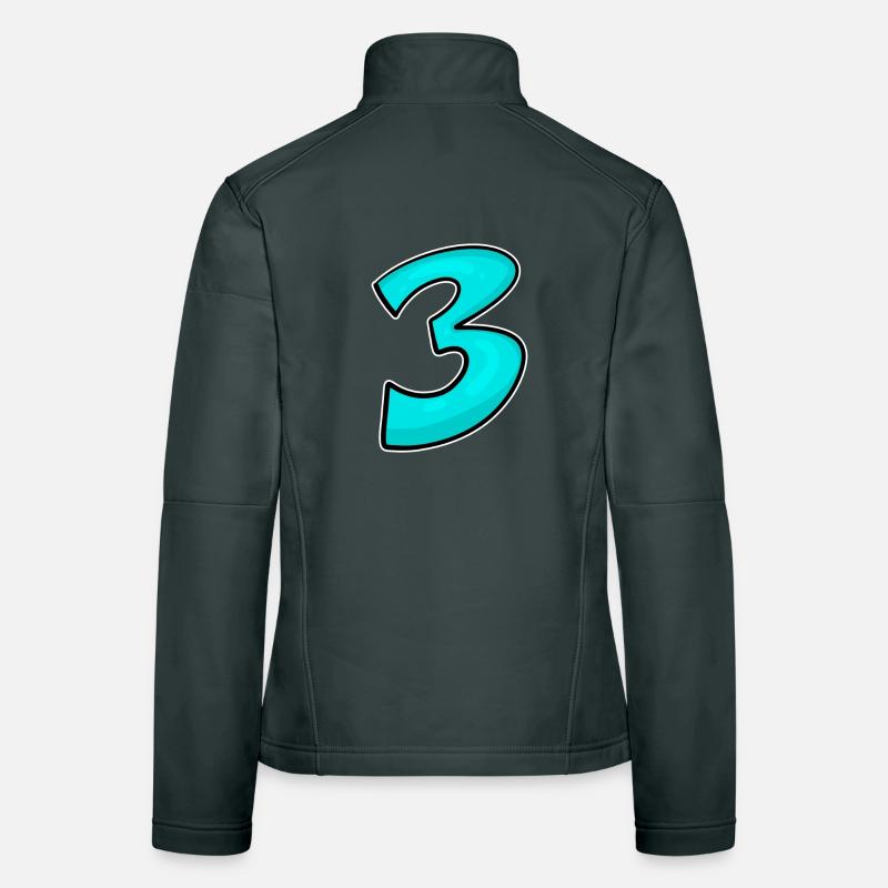 Three - 3 - Number 3 - Number 3 Women's Softshell Jacket