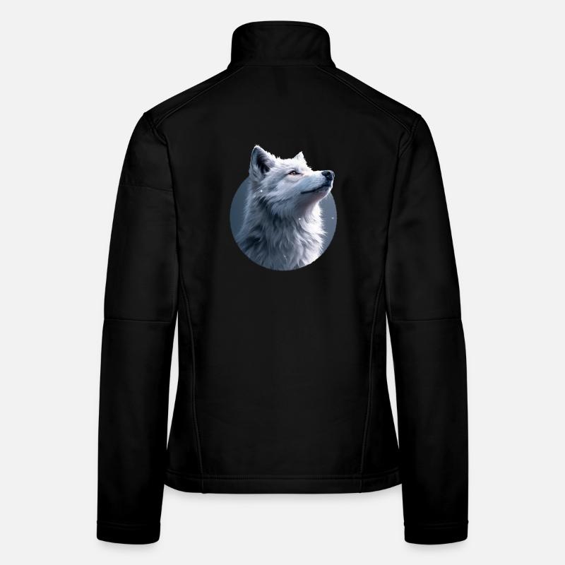 Weißer Wolf Illustration - Frauen Softshelljacke - Schwarz