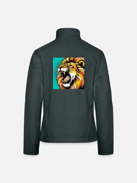 Lion Pop Art - Women's Softshell Jacket - black - Back