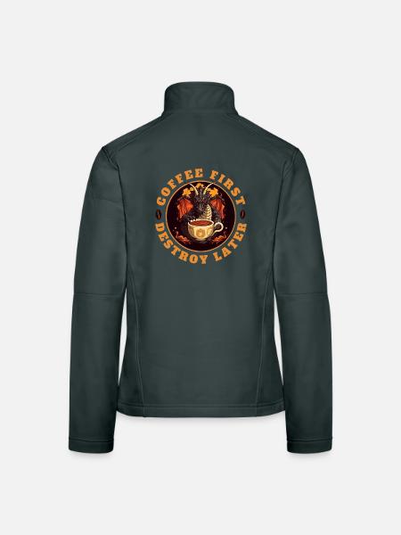 KAFFEE ZUERST - DANN VERNICHTEN - Frauen Softshelljacke - Schwarz - Hinten
