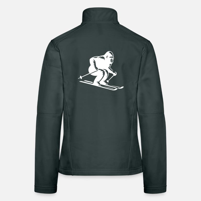 Monkey Gorilla Chimpanzee Ski Silhouette Design Women's Softshell Jacket