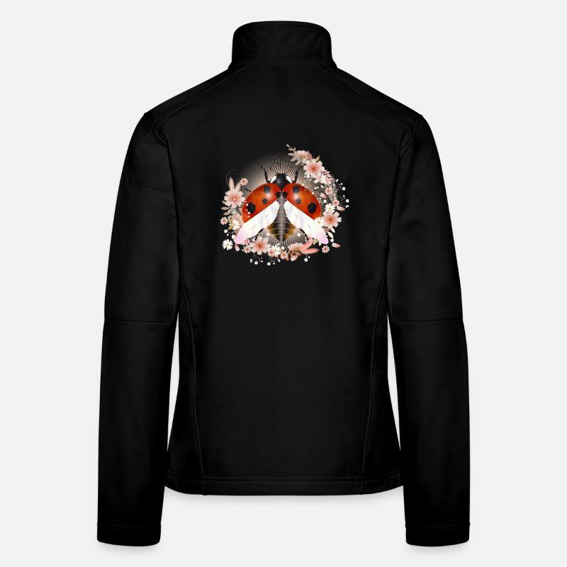 zauberhafter strahlender Marienkäfer mit Blüten Frauen Softshelljacke