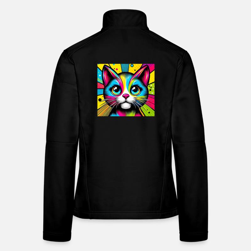 Chat Pop Art Veste en tissu softshell Femme