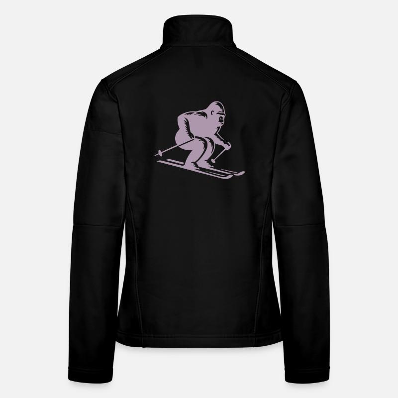 Monkey Gorilla Chimpanzee Ski Silhouette Design Women's Softshell Jacket