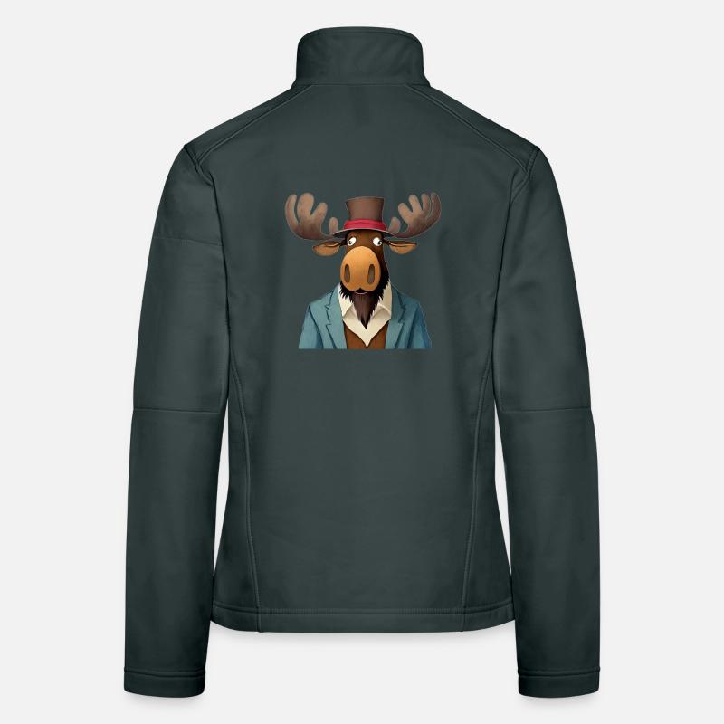 funny moose in a hat Women's Softshell Jacket