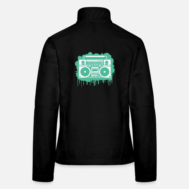 Cyan Ghettoblaster Frauen Softshelljacke