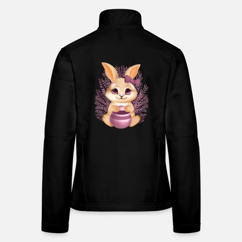 Un lapin mignon avec des fleurs – Illustration calme Veste en tissu softshell Femme