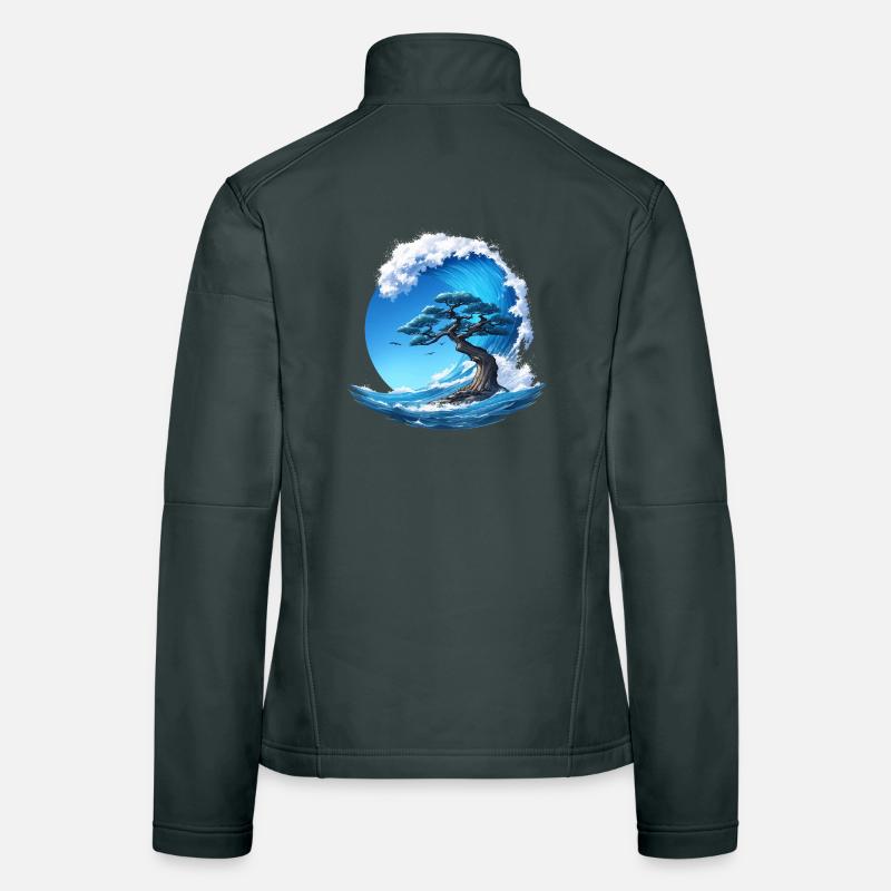 Ein Baum unter einer Welle Frauen Softshelljacke