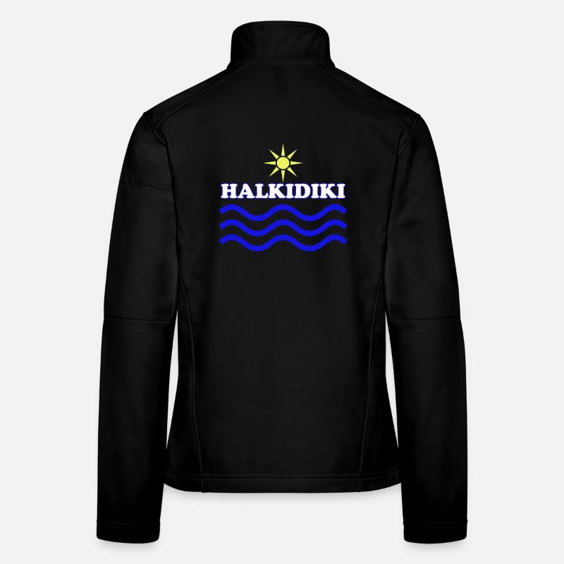 Halkidiki Sun Sea Waves Logo - Women's Softshell Jacket - black