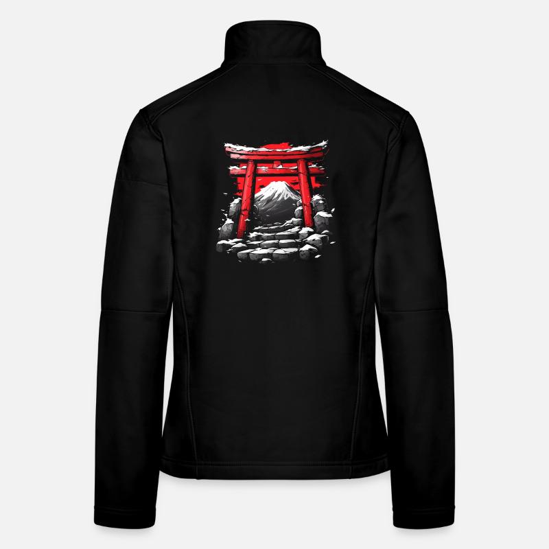 Japanese Temple and Mount Fuji Women's Softshell Jacket