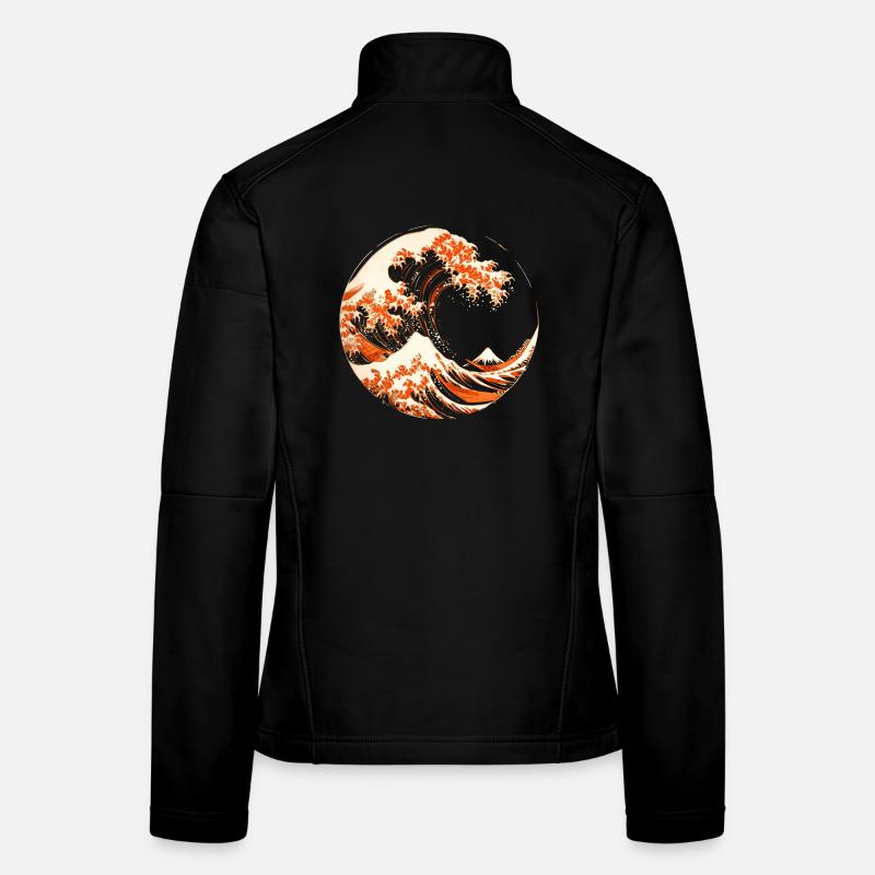 Stilisierte Hokusai-Welle Frauen Softshelljacke