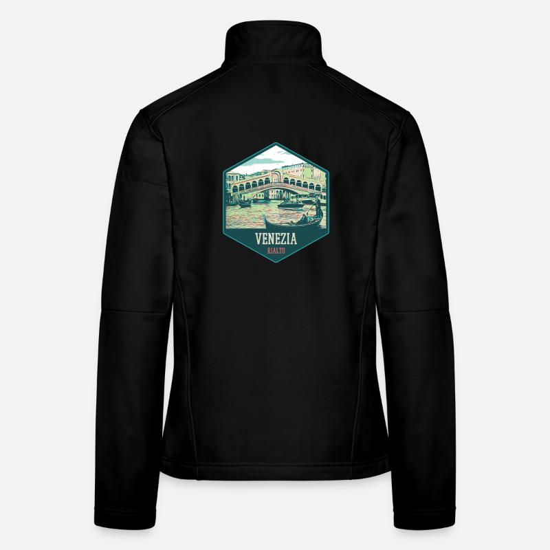 Illustration of the Rialto Bridge, Venice - Women's Softshell Jacket - black
