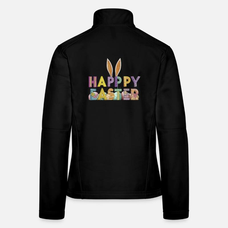Easter bunny design with colorful letters Women's Softshell Jacket
