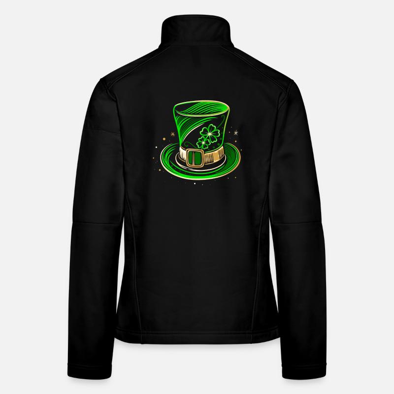 Chapeau de la Saint-Patrick chapeau haut de forme avec trèfle Veste en tissu softshell Femme