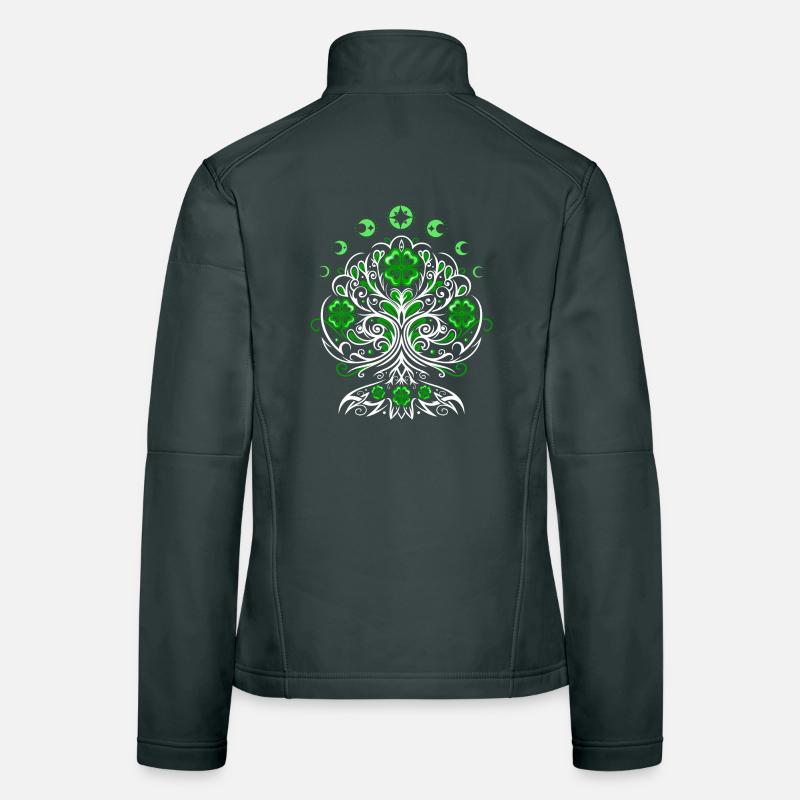 Arbre de vie de la Saint-Patrick avec phases de lune Veste en tissu softshell Femme