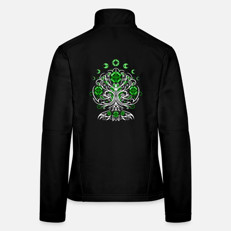 St Patricks Day Lebensbaum mit Mondphasen Frauen Softshelljacke