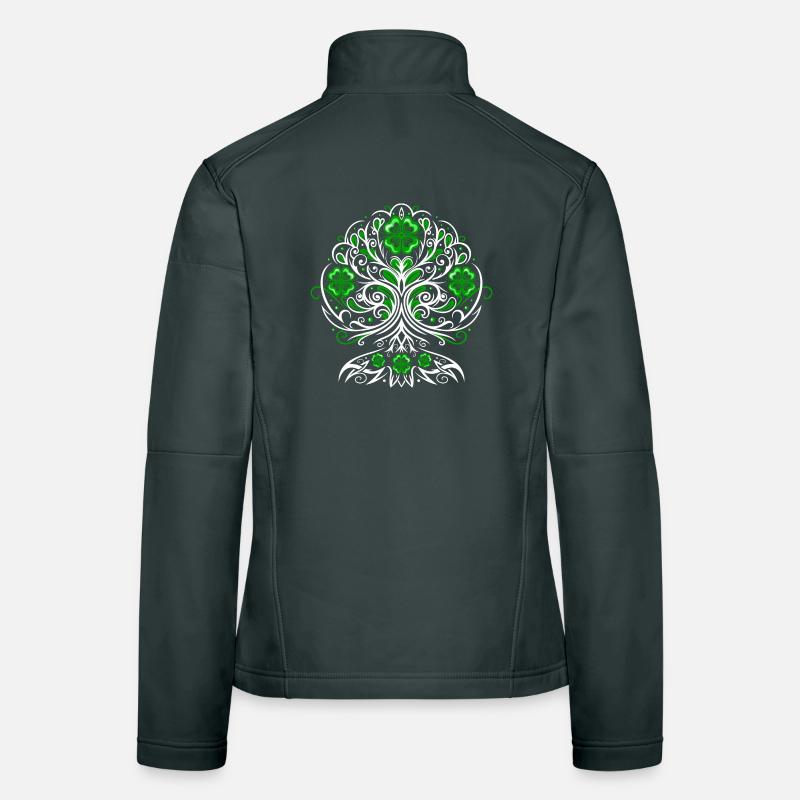 St Patricks Day Lebensbaum mit Kleeblätter Frauen Softshelljacke