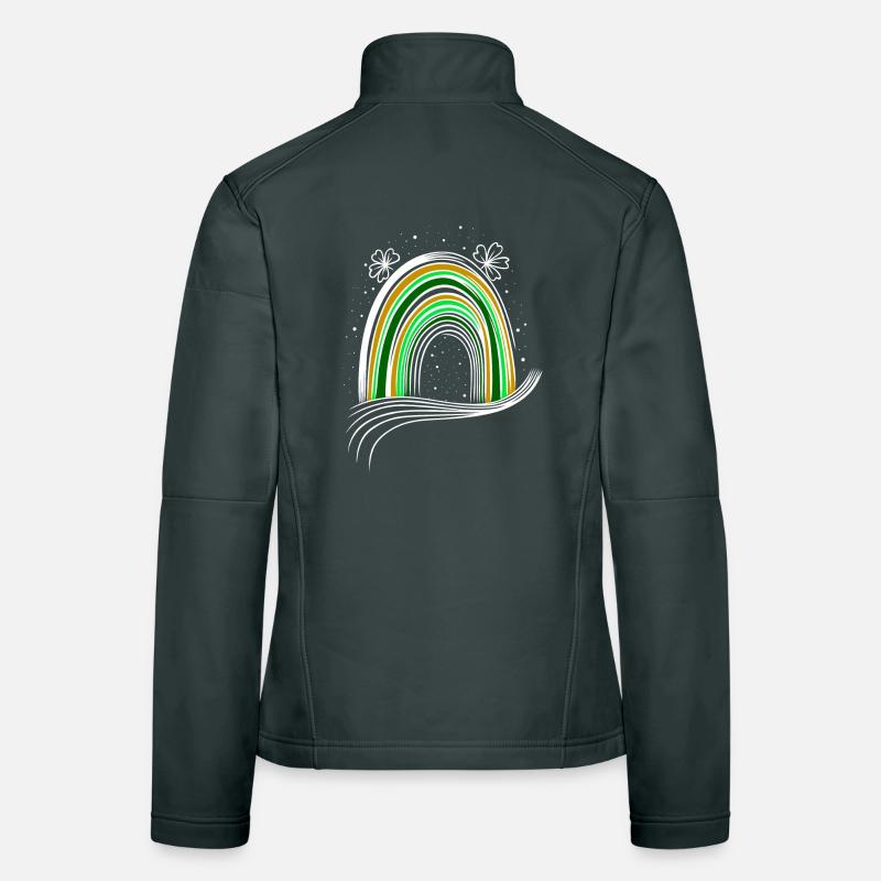 Irish Day Rainbow with Shamrock St Patrick's Day Women's Softshell Jacket