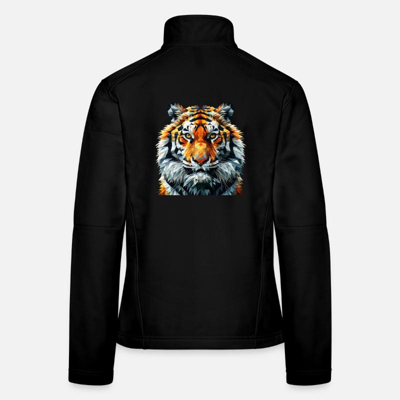 Geometric Lion Head Art Print Women's Softshell Jacket