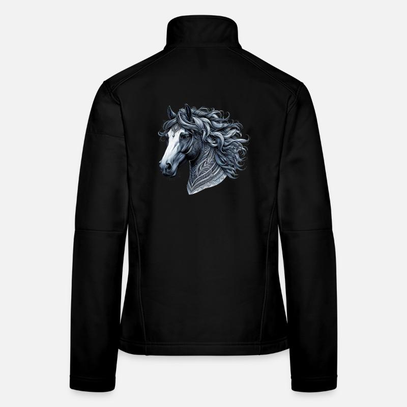 Pferd - Frauen Softshelljacke - Schwarz