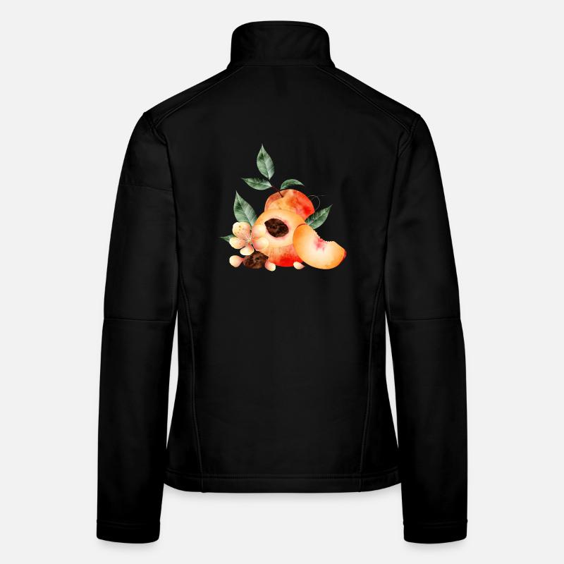 Demi-pêche, pêches, pêches, fleurs et quartier Veste en tissu softshell Femme