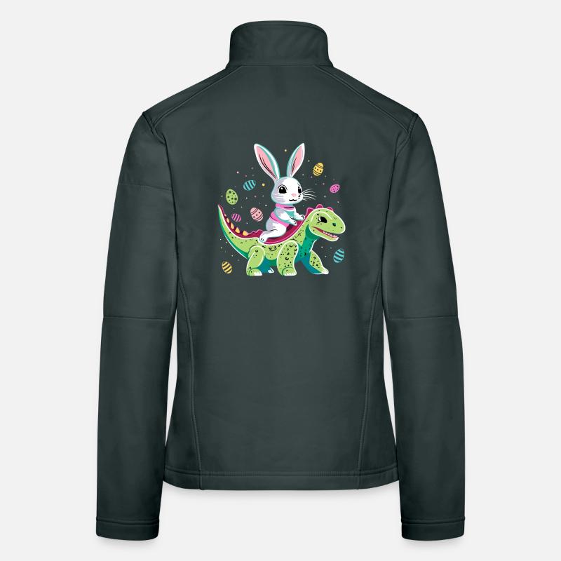 Easter Bunny Rides Dinosaur Women's Softshell Jacket